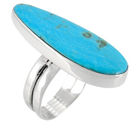 925 Sterling Silver Ring with Genuine Turquoise Sizes 6 to 11